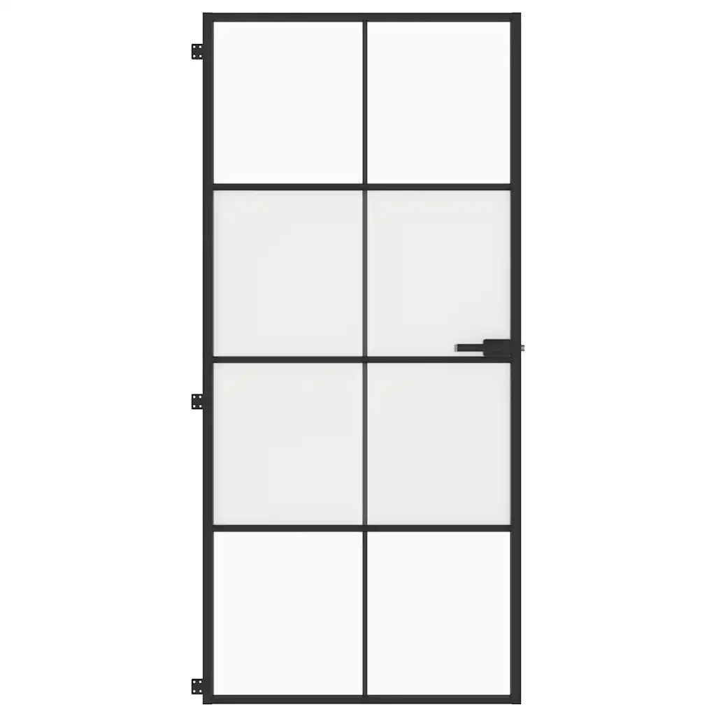 Porta Interni Sottile Nera 93x201,5cm Vetro Temperato Alluminiocod mxl 107740