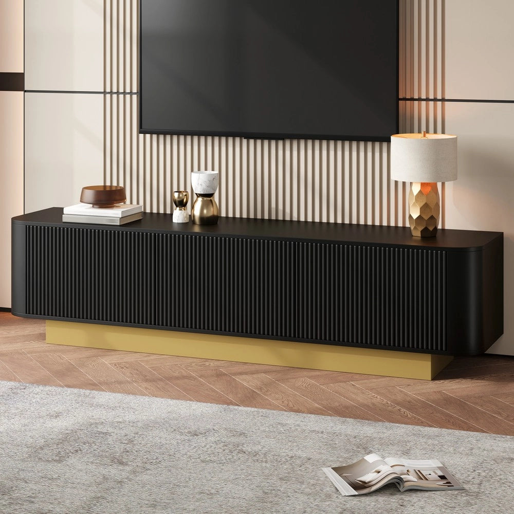 Mobile TV 170 cm con Vano Contenitore ¨C Xylo ¨C Bianco, Design Arrotondato, Gestione Cavi