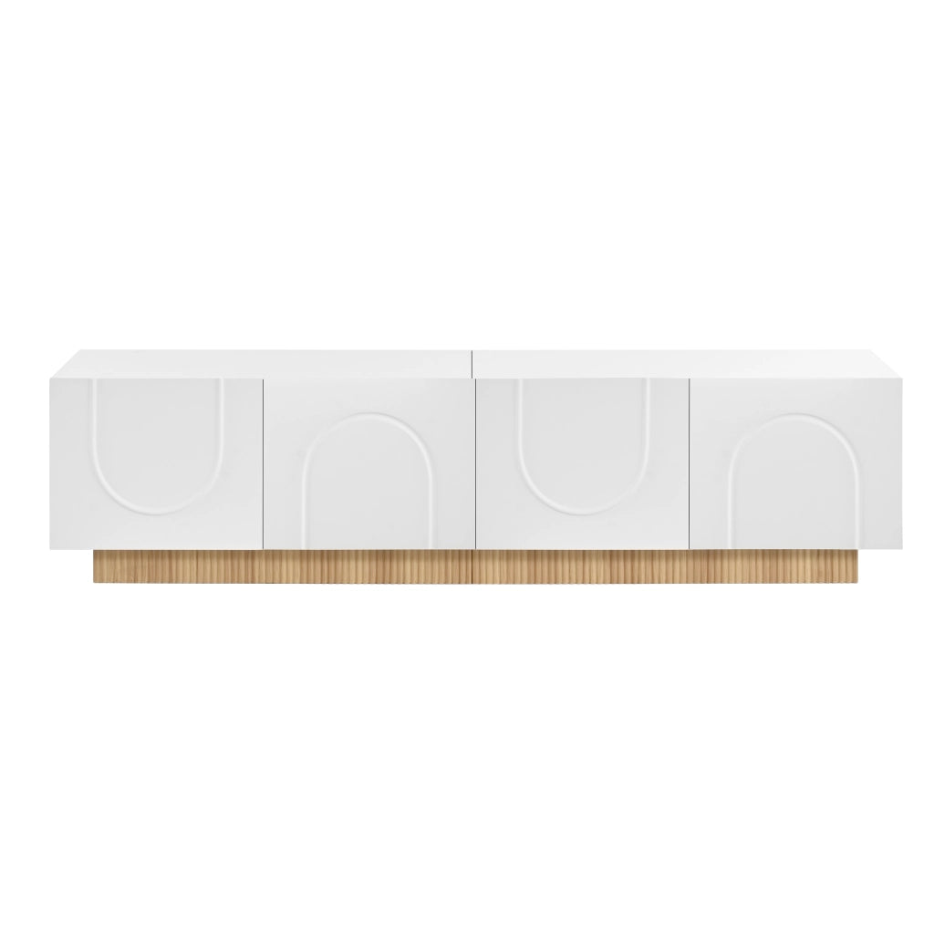 Mobile TV con 4 ante; frontali ad arco tridimensionale; 2 passacavi; per soggiorno; 170 × 38 × 42 cm