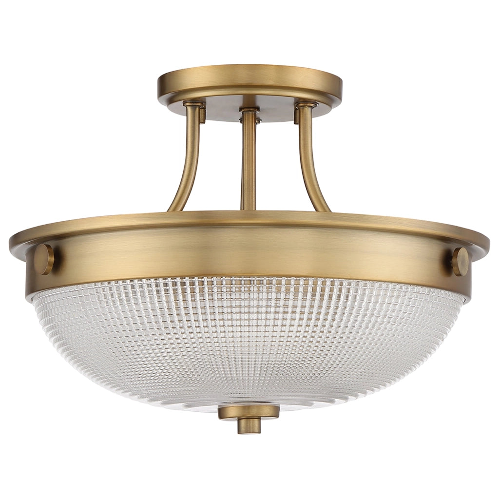 Lampada A Soffitto Contemporanea Mantle Vetro Ottone Anticato 2 Luci E27