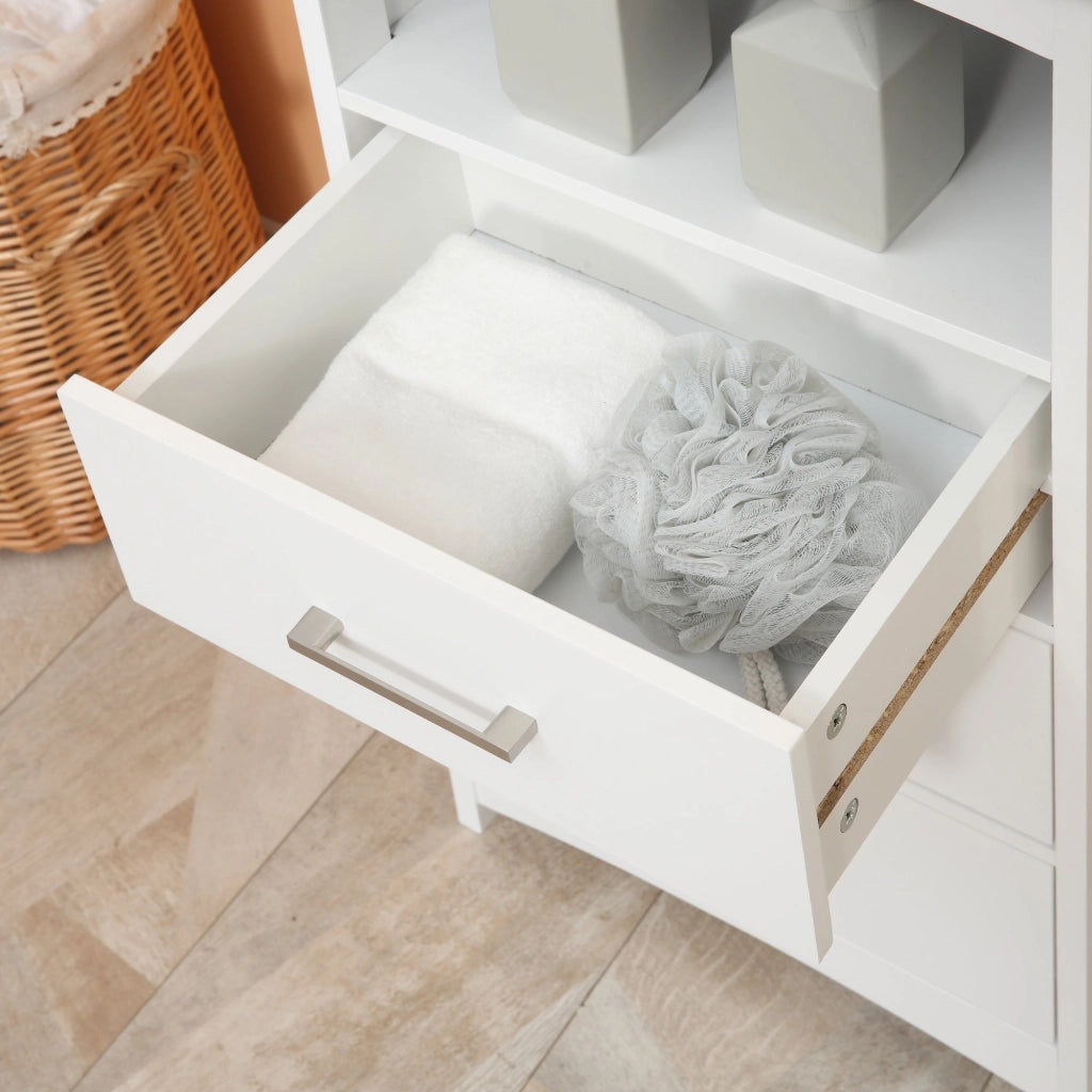 Mobiletto Bagno 3 Cassetti 40x33x80 cm in MDF Bianco