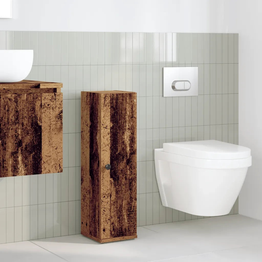 Mobile da Bagno | Armadio da bagno con Portarotolo Legno Antico 20,5x22x72 cm