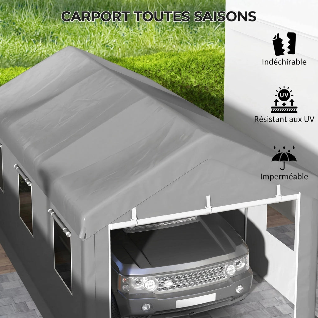 Tenda Garage Carport ¨C Zephmum ¨C 6x2.95x2.78 m Acciaio Grigio