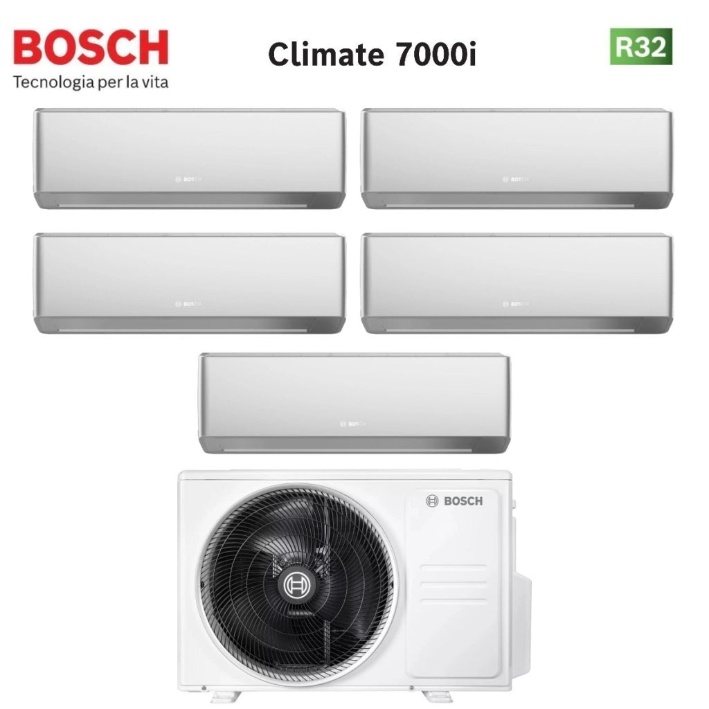 Condizionatore Penta Split Bosch CLIMATE 7000i SILVER 9+9+9+12+12 con 5000M 105/4 E R-32 Wi-Fi Integrato