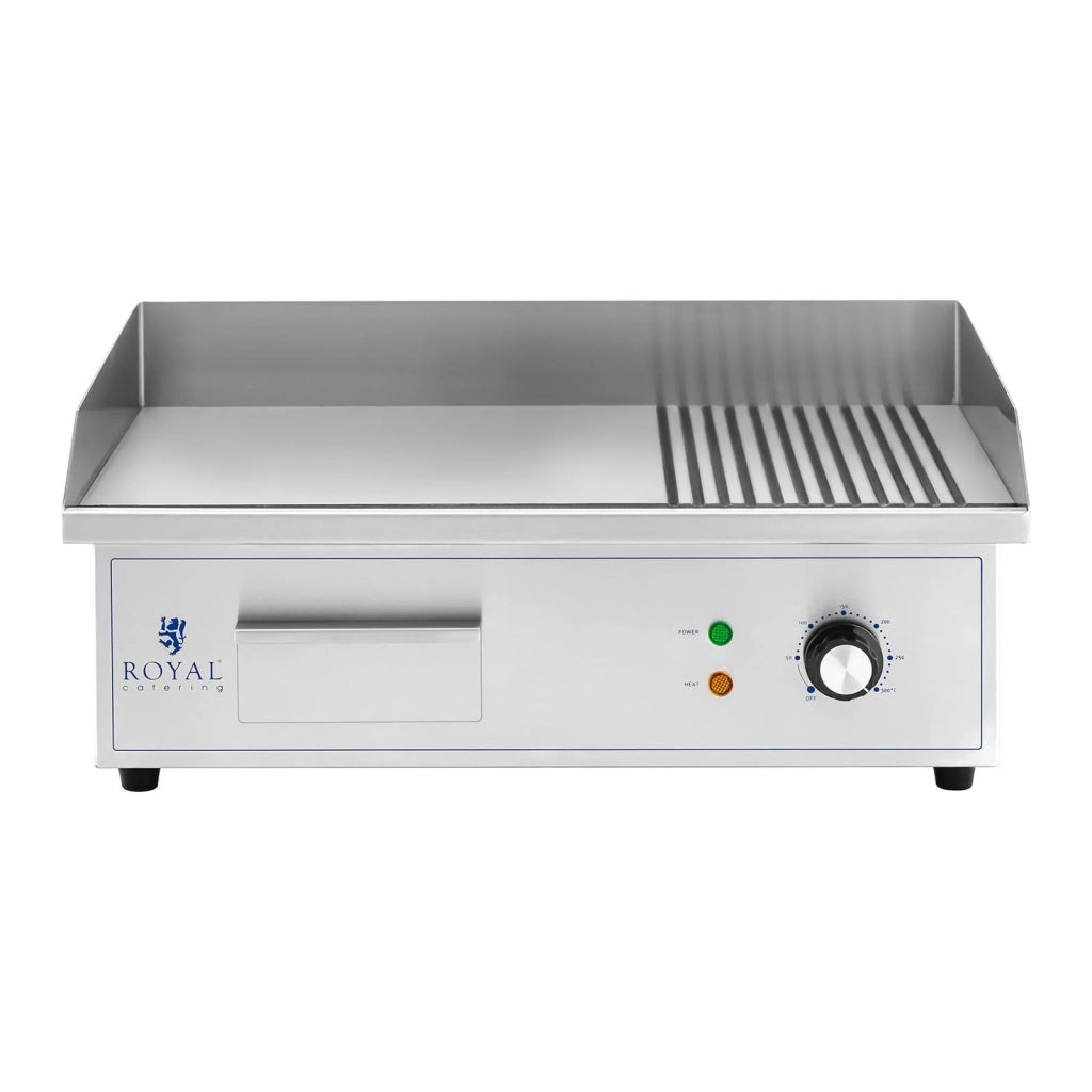 Piastra elettrica professionale con piastra di cottura da 3000 watt e grill (548 x 350 mm piastra in ferro liscia e rigata) 14_0004059