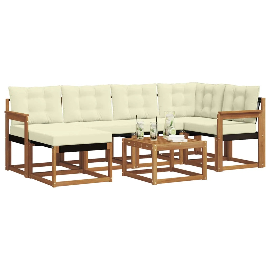 Set di divani da esterno con cuscino 7 pcs Naturale e Crema 3368849