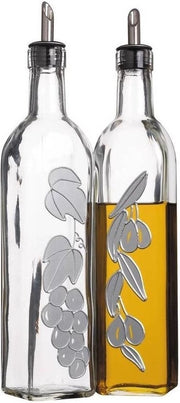 Vasi Decorativi per Olio e Aceto, 500 ml, piccoli disegni di olive e uva, flacone per olio e aceto