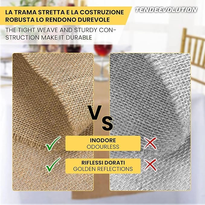 Tessuto Juta Naturale Premium - 330g/m², Altezza 1,40m - Vendita al Metro Lineare per Artigianato, Sartoria e Decorazione