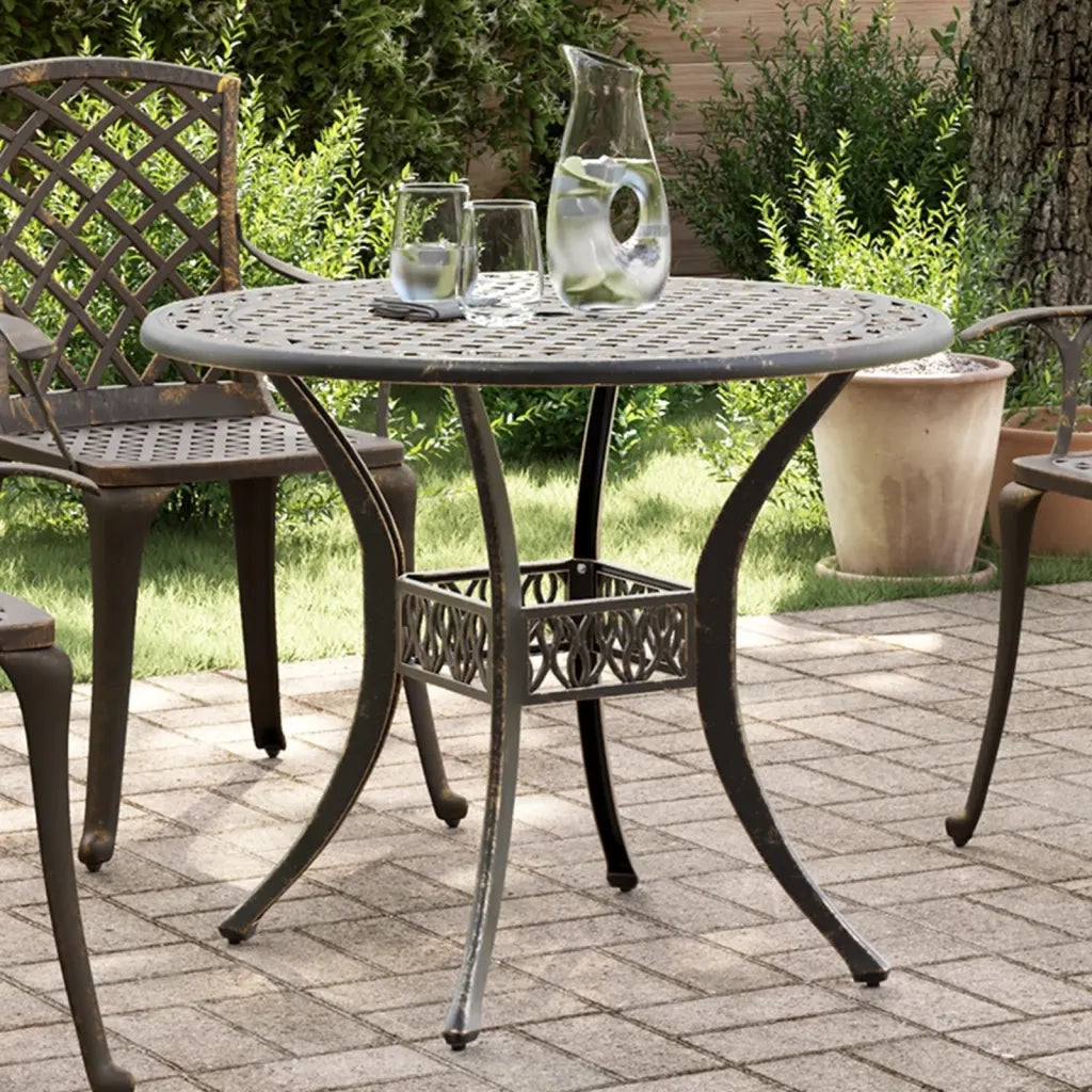Tavolo da Giardino Bronzo Ã˜90x75 cm in Alluminio Pressofuso