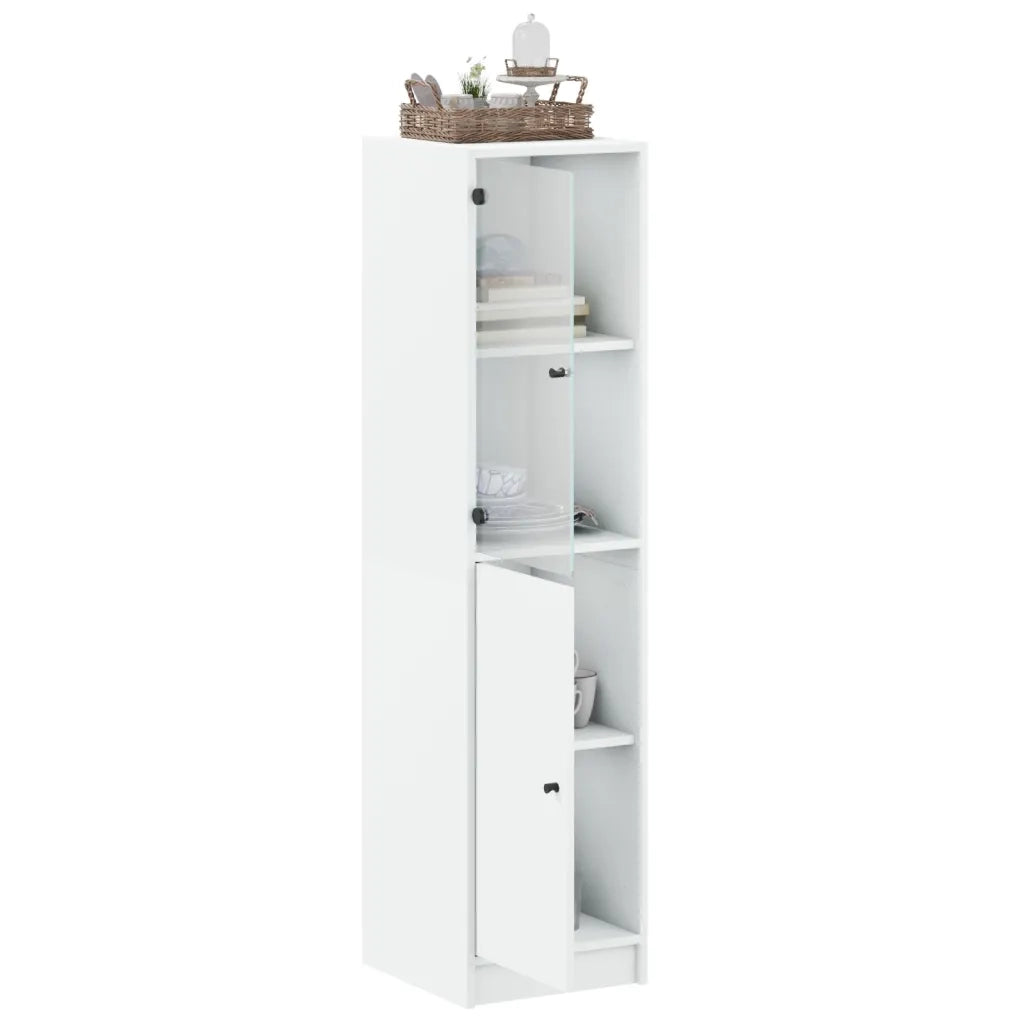 Credenza con Anta in Vetro Bianca 35x37x142 cm