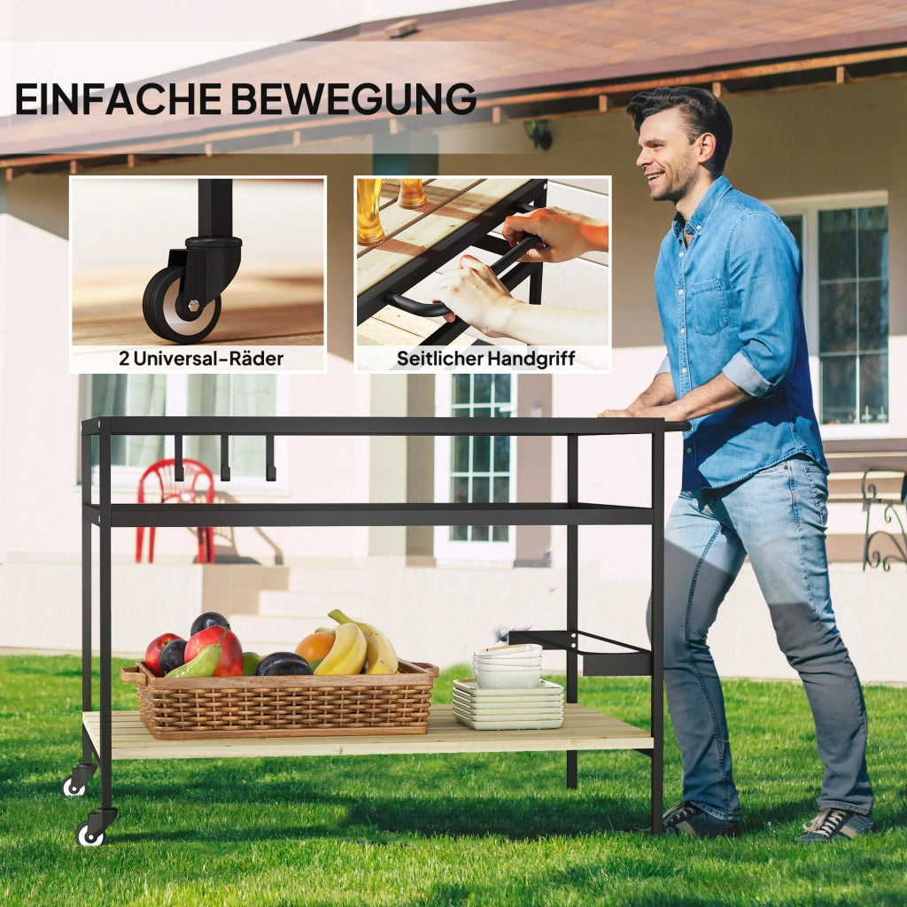 Carrello di servizio industriale ¨C zephmum ¨C nero naturale 107x65x80 cm