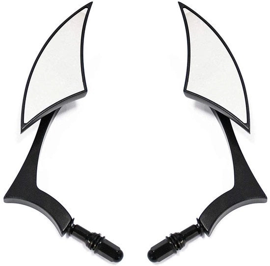Specchio retrovisore universale per motociclette - Materiale: alluminio e nero - Adatto per Cruiser e Chopper - Per motociclette con telaio ad alto portamento
