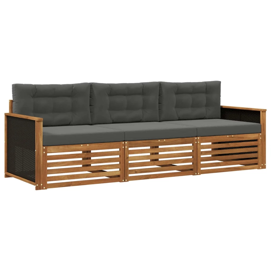 Set di divani da esterno 3 pcs Naturale e Antracite Poliestere