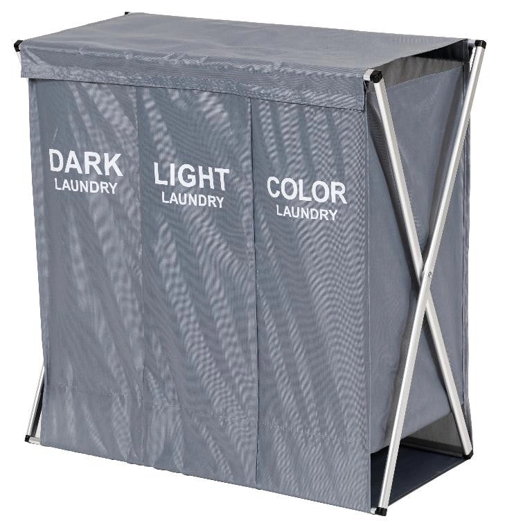 Portabiancheria Pieghevole Mika a 3 Grigio 32 x 64 x 62 cm