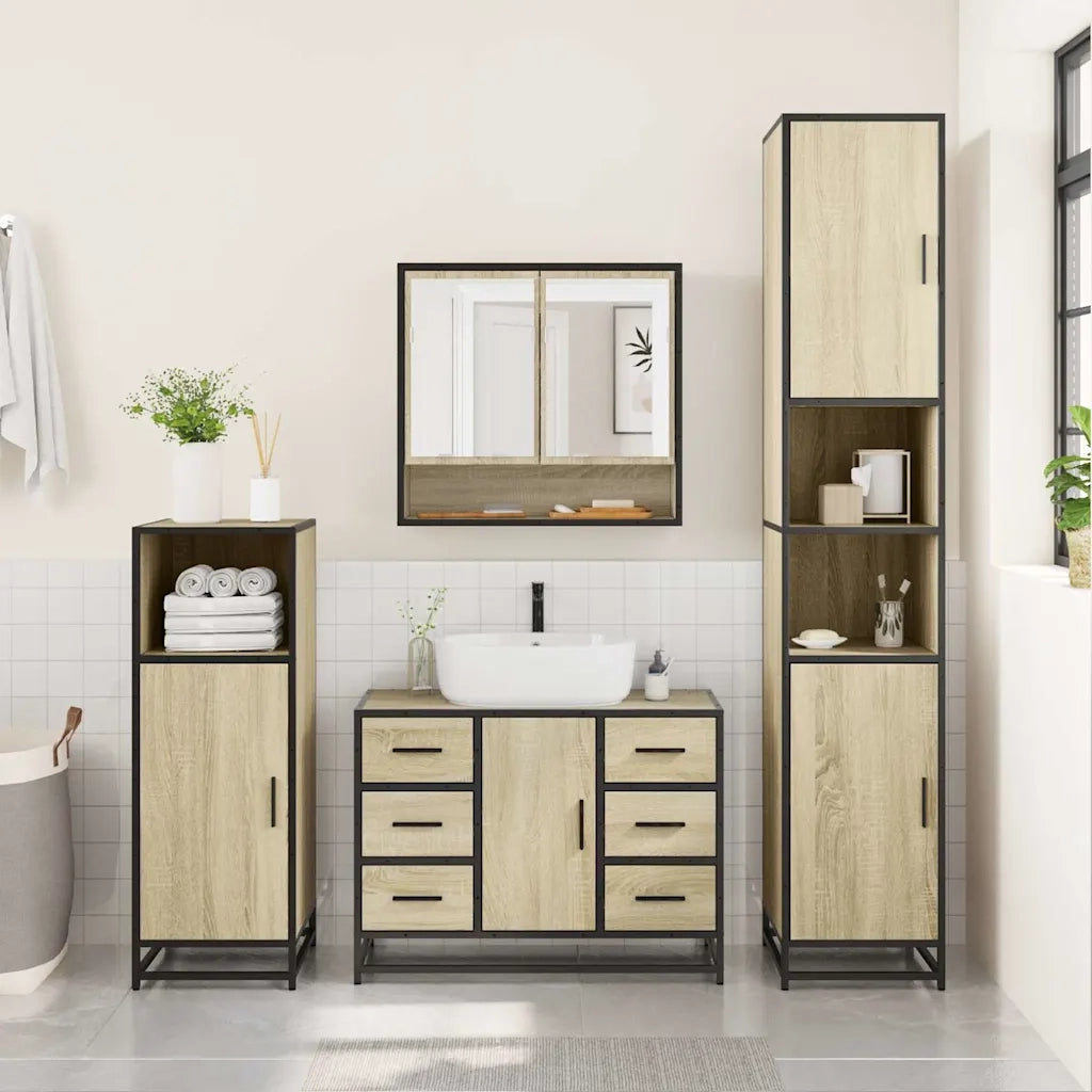 Set Mobili da Bagno 2 pz Rovere Sonoma in Legno Multistrato 3300931
