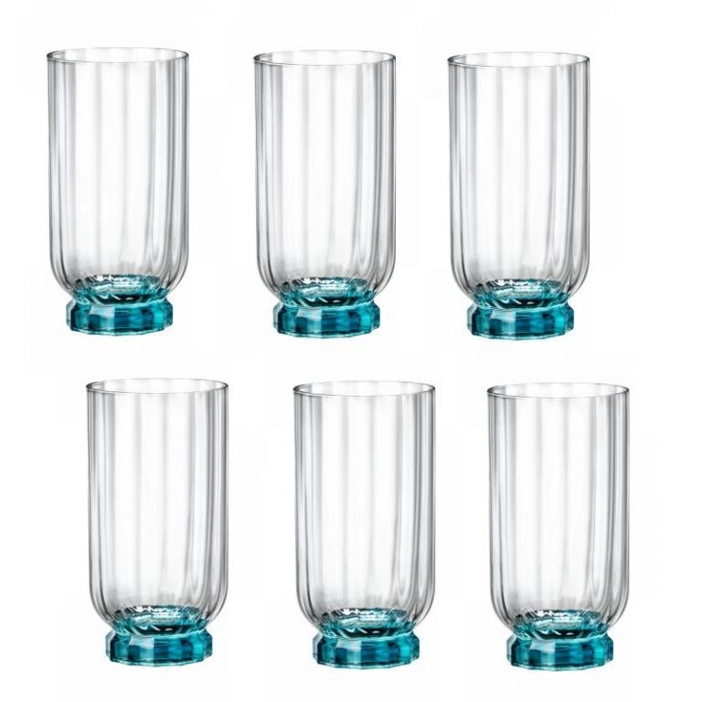 Set 6 Bicchieri da Tavola Florian Beverage Lucent Blue 43 cl Rocco Bormioli