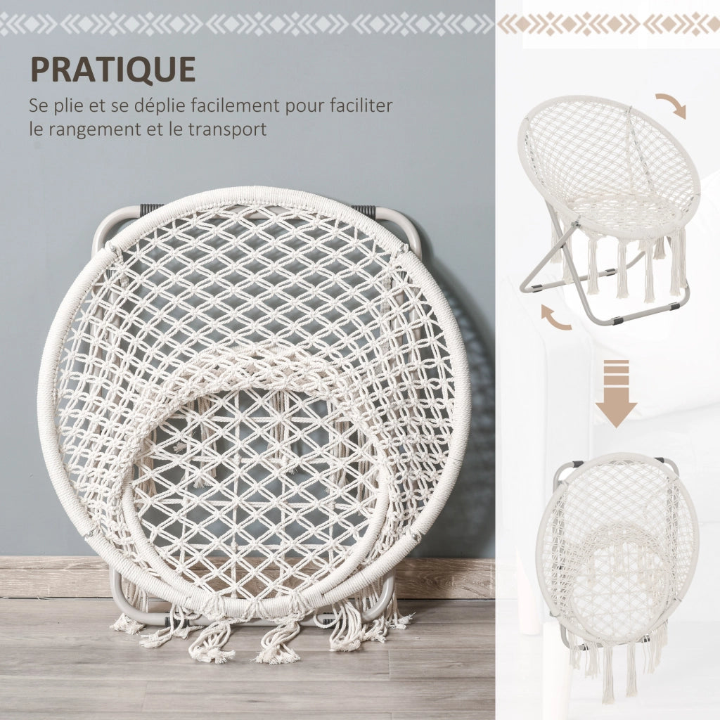 Poltrona da giardino rotonda pieghevole ¨C zephmum ¨C beige in cotone e poliestere
