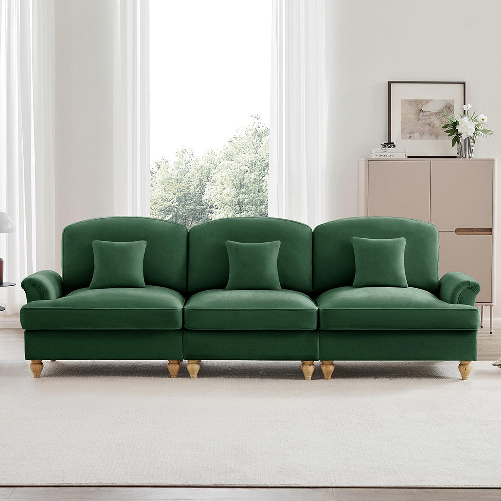 Divano 3 posti classico - Xylo - Stile mid-century, chenille, verde
