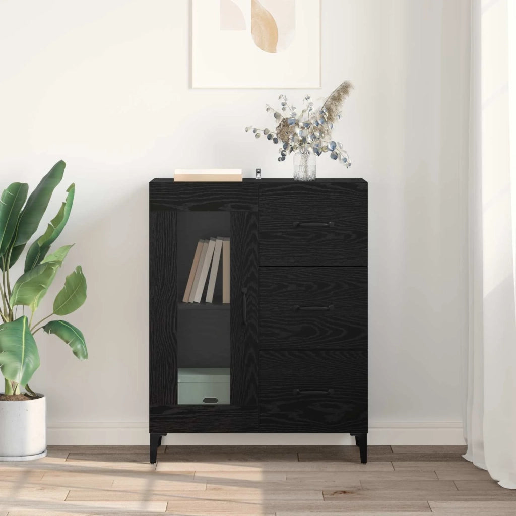 Credenza con cassetto Rovere Nero 69,5 x 34 x 90 cm 880844