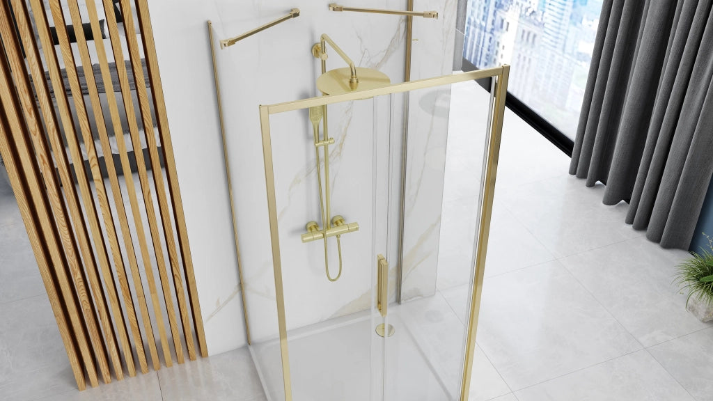 Cabina Doccia A Parete Rea Rapid Slide Gold 130x80