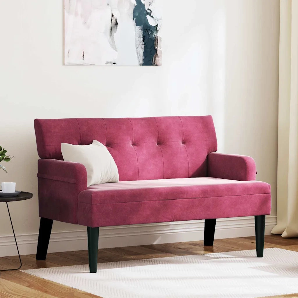 Panca Chesterfield-Sgabello-Divano Rosso Vino 112 x 65,5 x 75 cm Velluto
