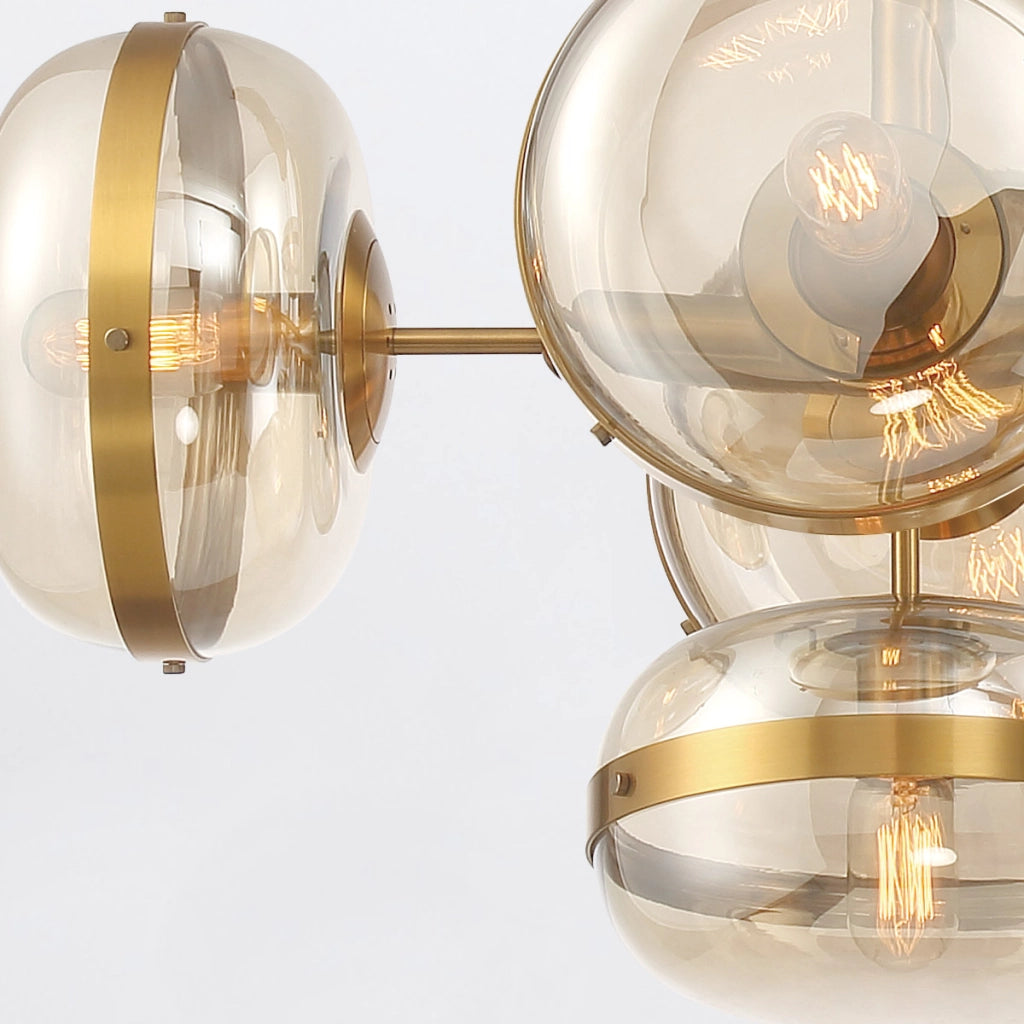 Lampadario moderno ottone e vetro Nottingham 10xE27 Quintiesse