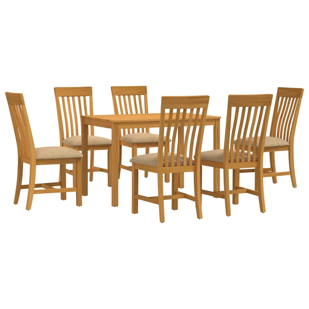 Set da pranzo 7 pz Beige Legno di Quercia Massello 3430263