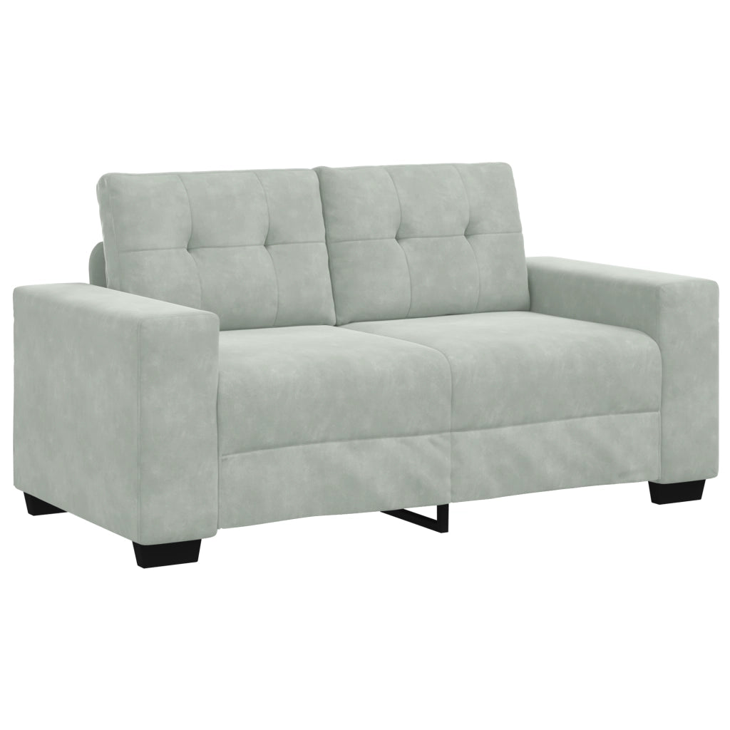 Set Divano a 3 Pezzi con Cuscini Velluto Grigio Chiaro
