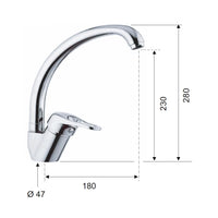 Rubinetto per lavello con bocca alta girevole style - serie kiss