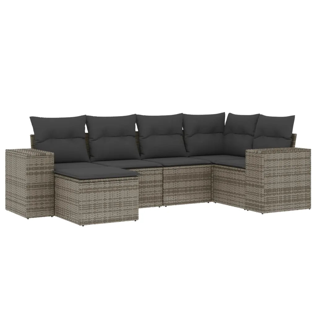 Set Divano da Giardino 6 pz con Cuscini Grigio in Polyrattan 3255197
