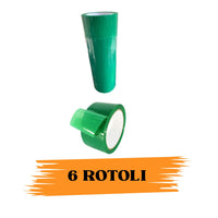 EcoPrice® Nastro Adesivo Imballaggio Colorato Green 48mmx66m 6 Rotoli