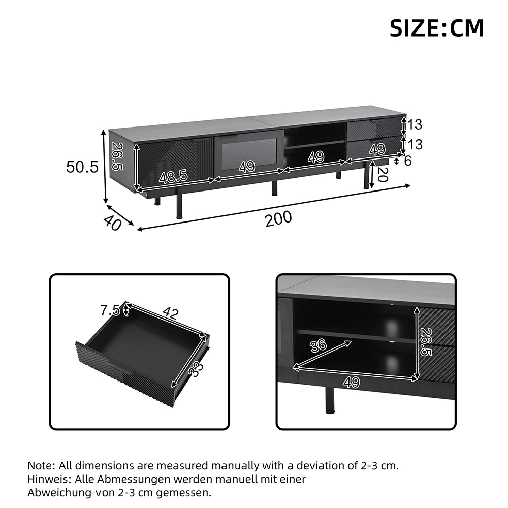 Mobile TV - Xylo - 200x40x50.5 cm 2 ante nero