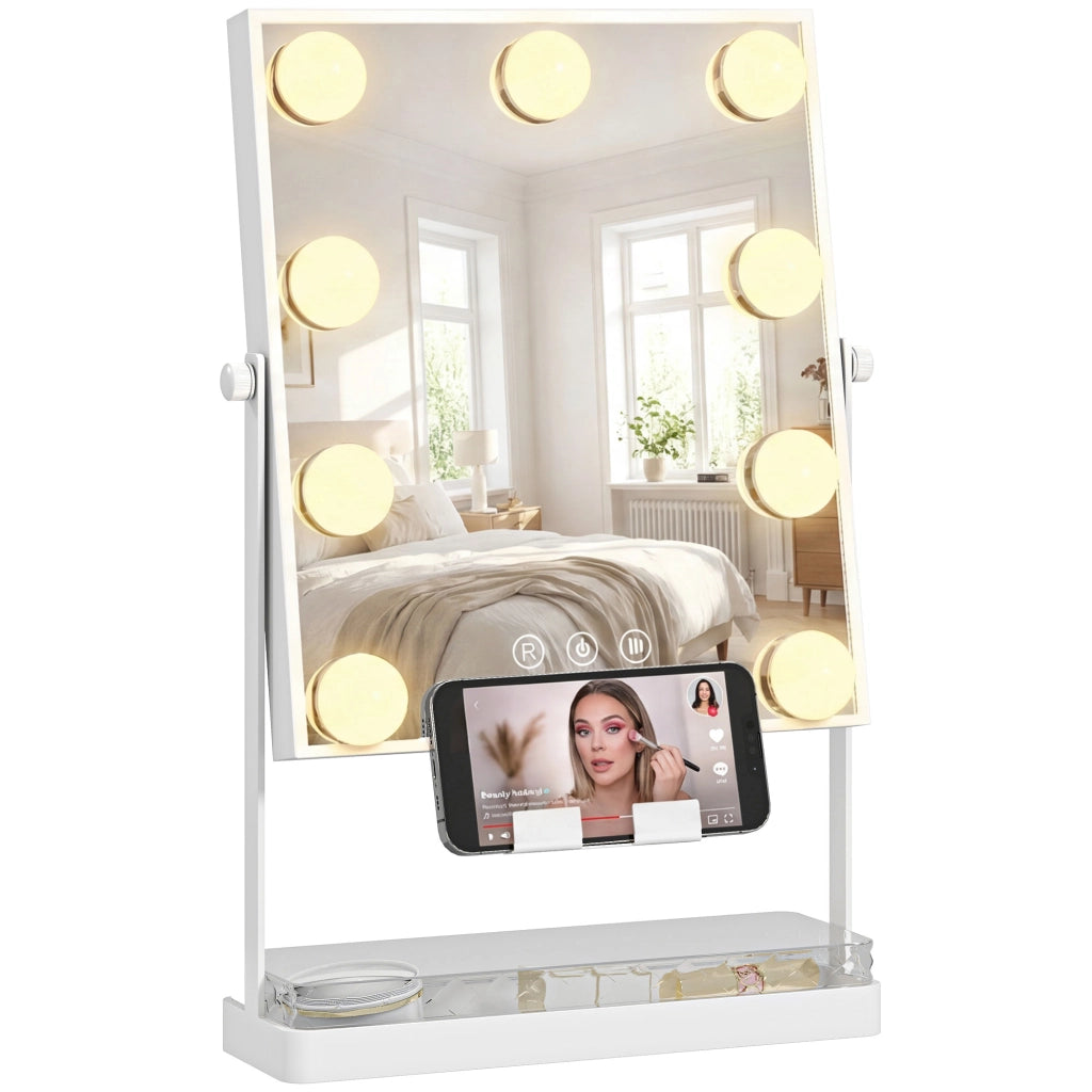 Tavolo Trucco Specchio Illuminazione LED ¨C Zephmum ¨C Bianco 60x45x45