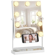 Tavolo Trucco Specchio Illuminazione LED ¨C Zephmum ¨C Bianco 60x45x45