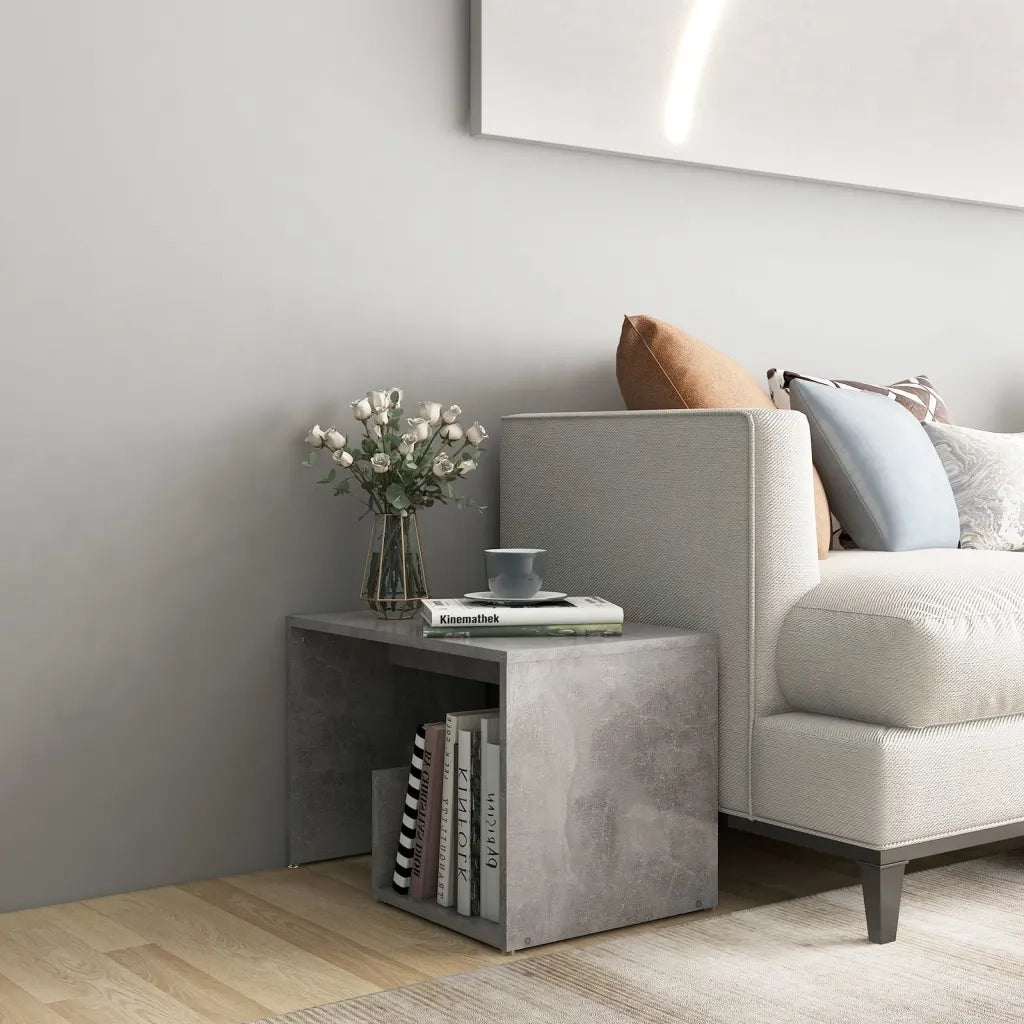 Tavolino Grigio Cemento 59x36x38 cm in Legno Multistrato 806700