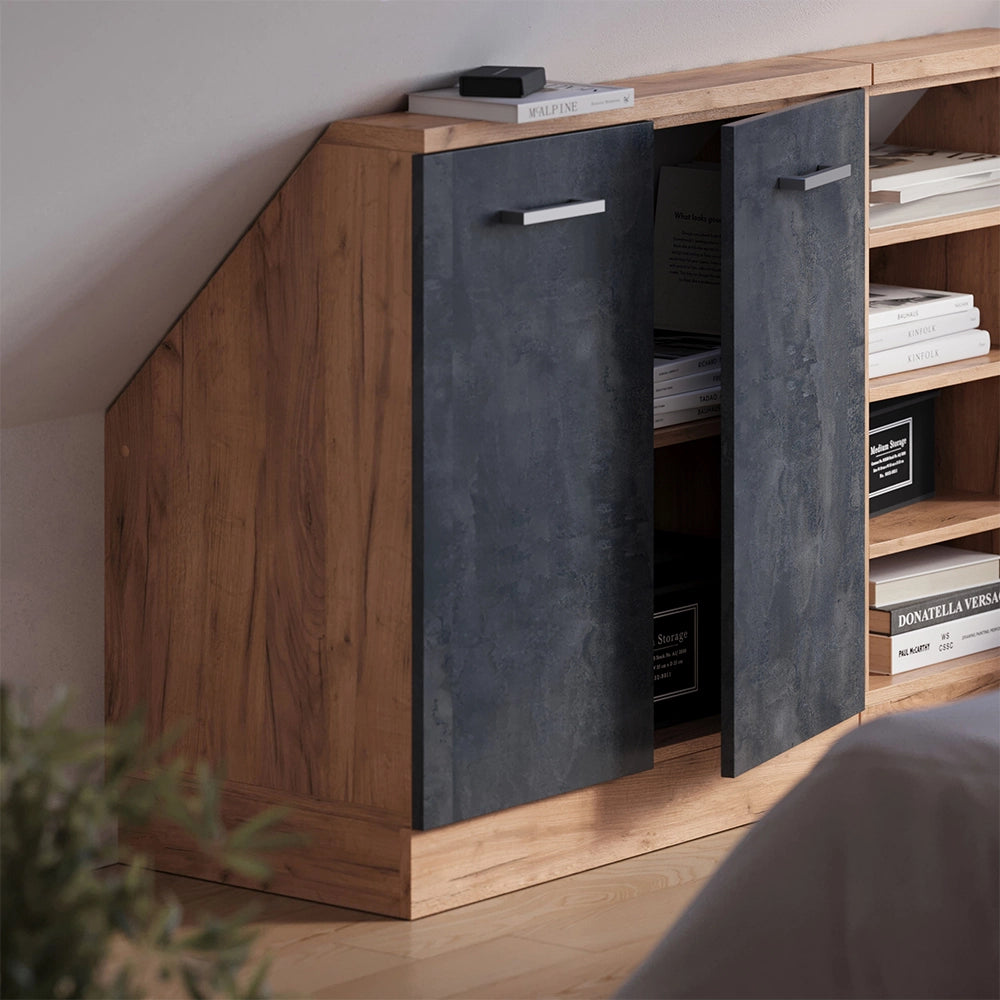Mobile sottotetto Rion Calce nera/Rovere dorato con 2 porte Vicco