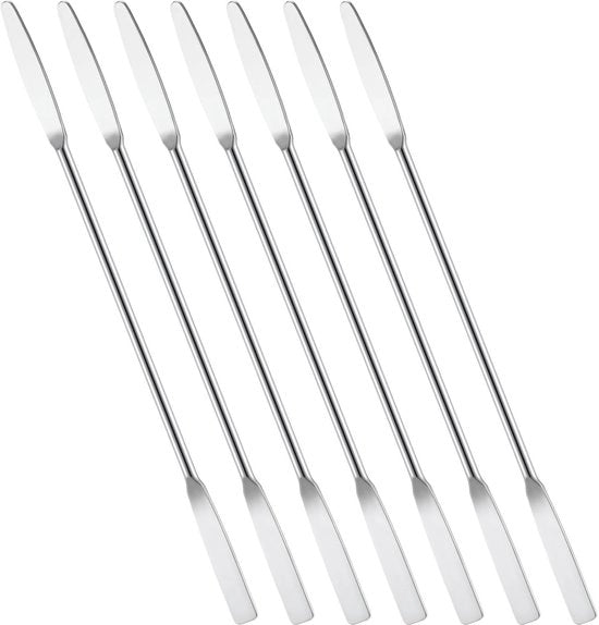 Spatola Laboratorio da 7 pezzi - Acciaio Inossidabile - Due Estremità - 15 cm - Ideale per Cosmetica - Lavorazione Precisa - Spatola