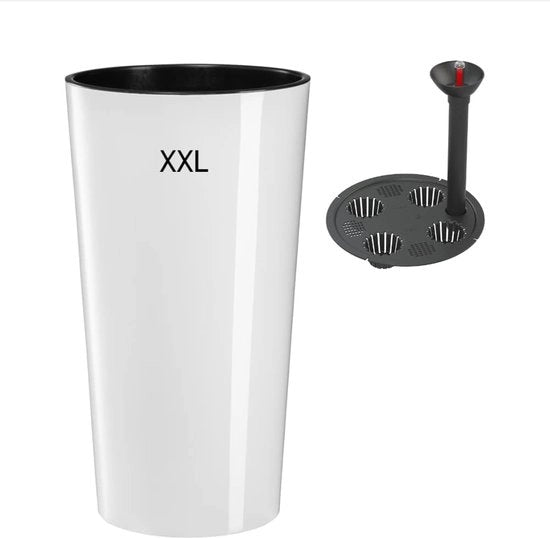 Vaso per fiori con sistema di irrigazione e inserto rimovibile (bianco, XXL)