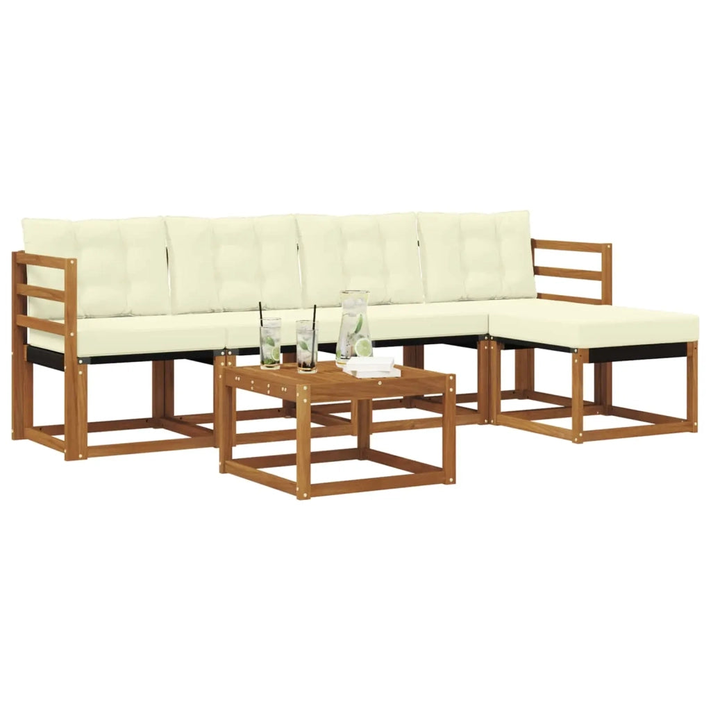 Set di divani da esterno con cuscino 6 pcs Naturale e Crema