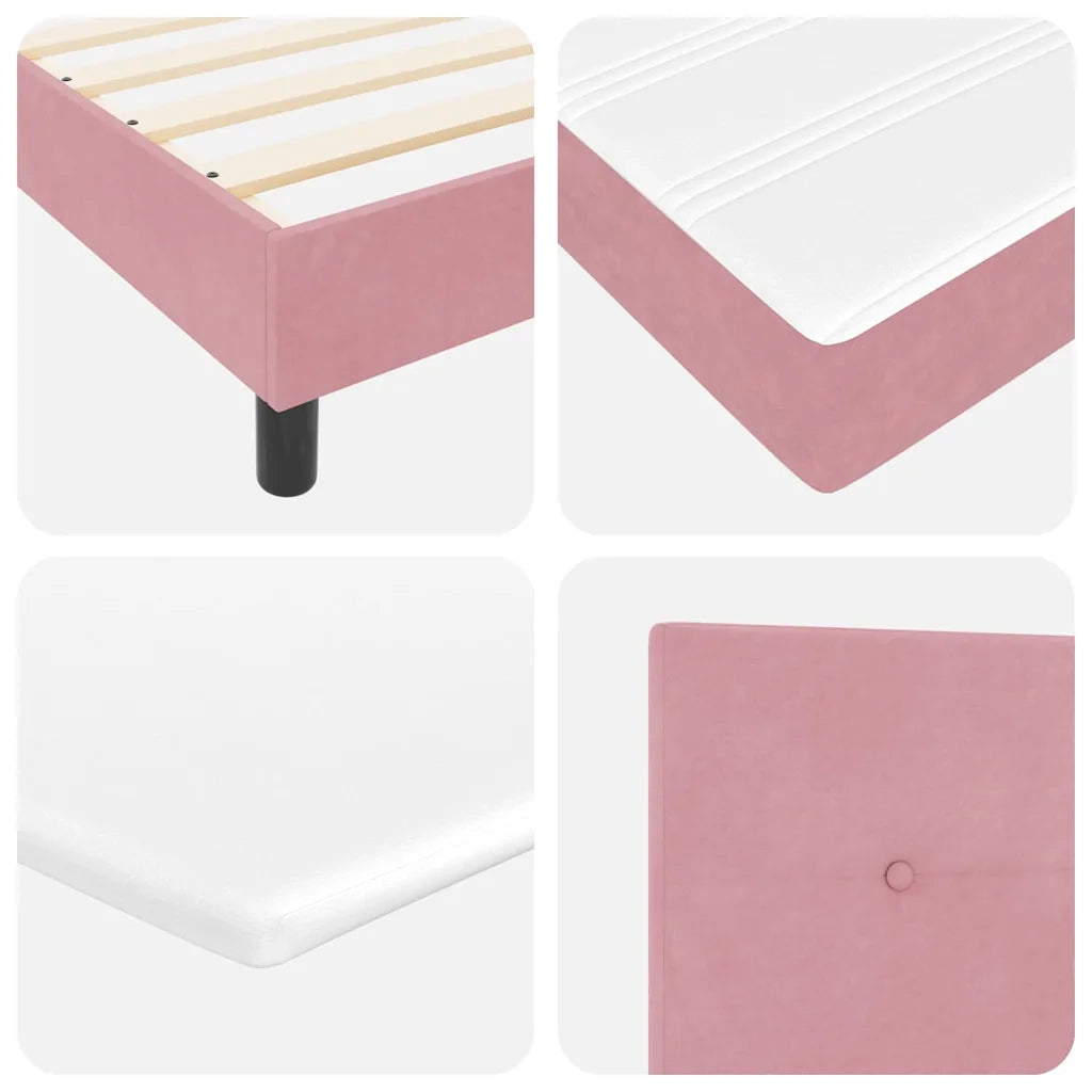 Letto a molle con materasso Rosa 200 x 100 cm Poliestere 3341461
