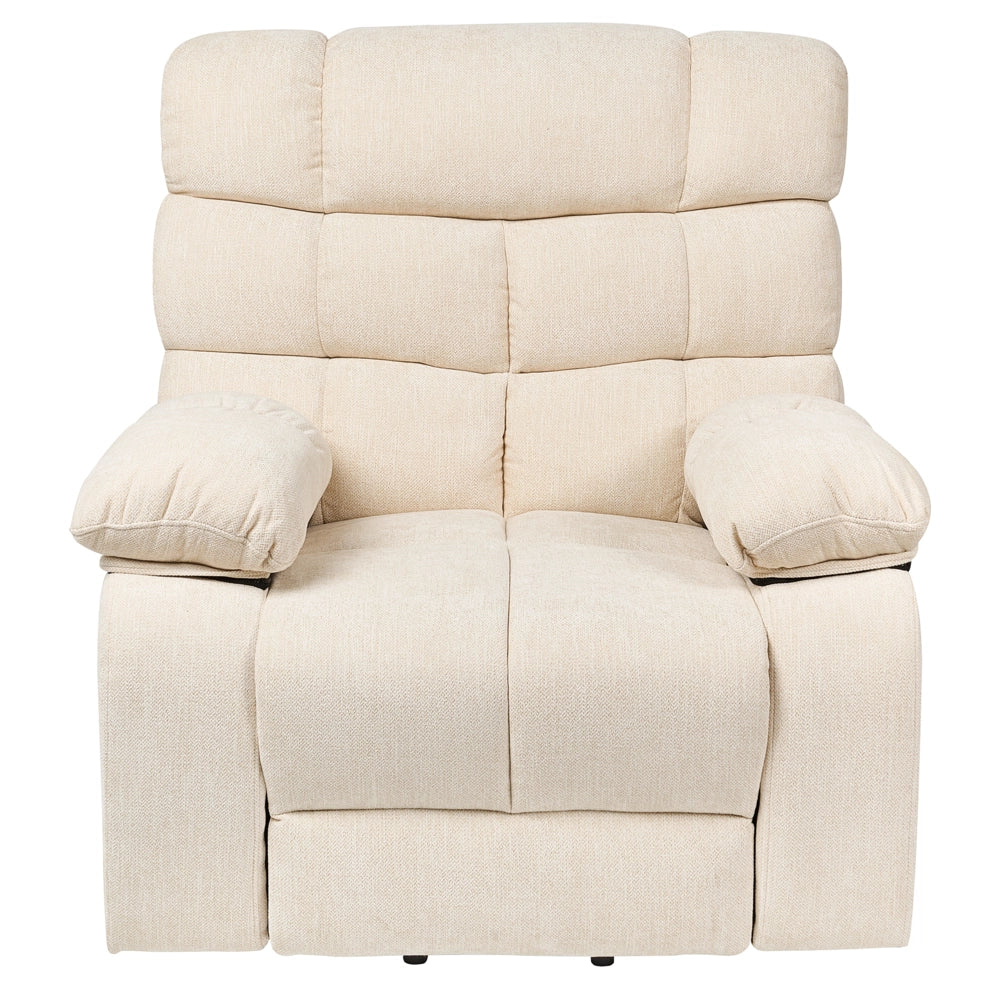 Poltrona reclinabile elettrica Poliestere beige chiaro Seduta singola imbottita con poggiapiedi Funzione di sollevamento Design moderno Relax