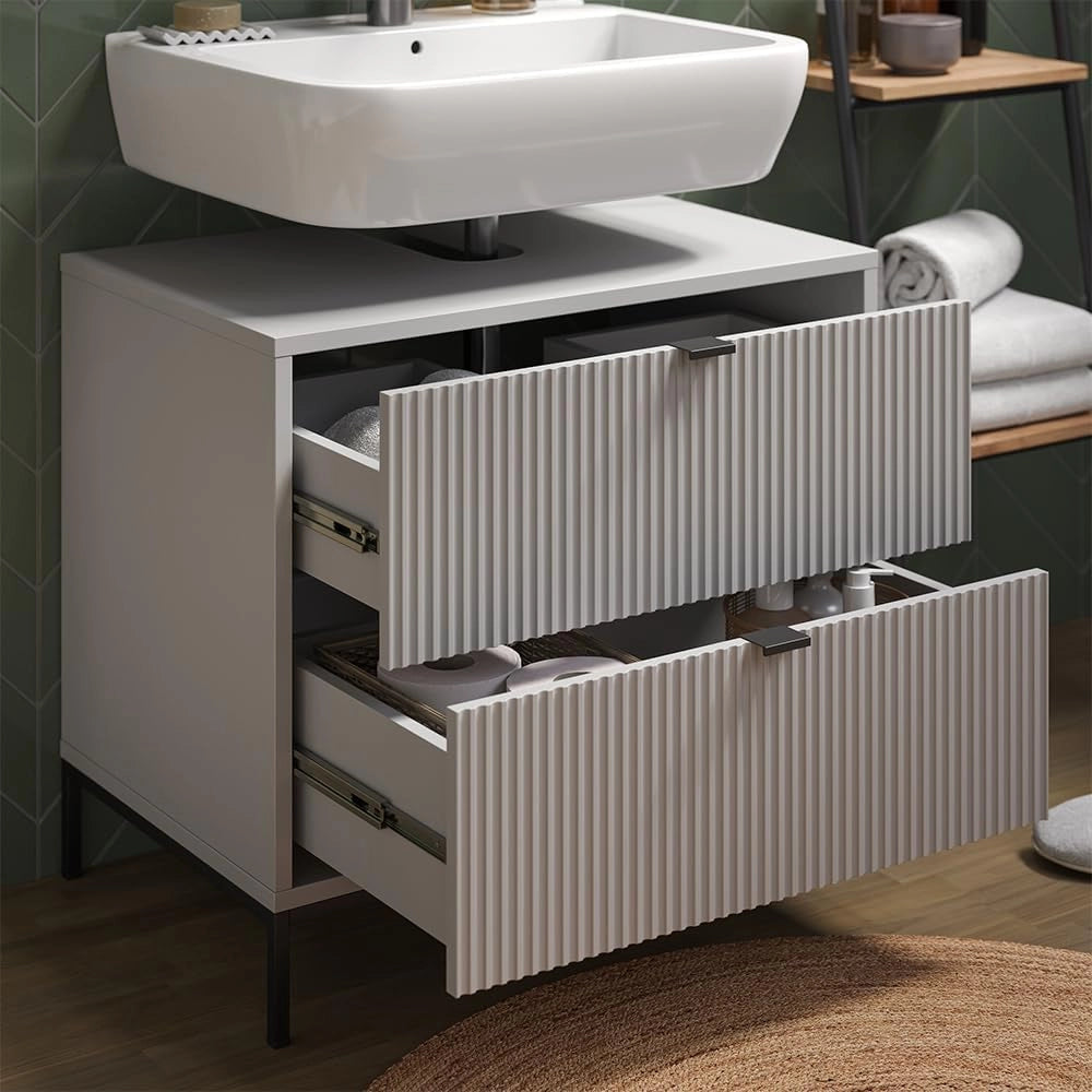 Mobile sottolavabo per bagno Eliza, Grigio, 70 x 63 cm Con 2 cassetti estraibili