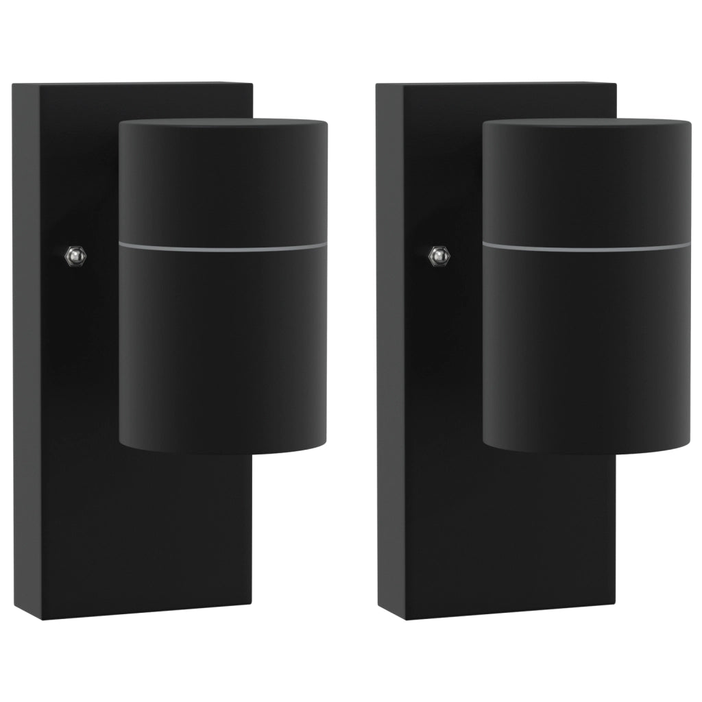 Luci da muro esterne 2 pcs Acciaio Inossidabile Nero IP44