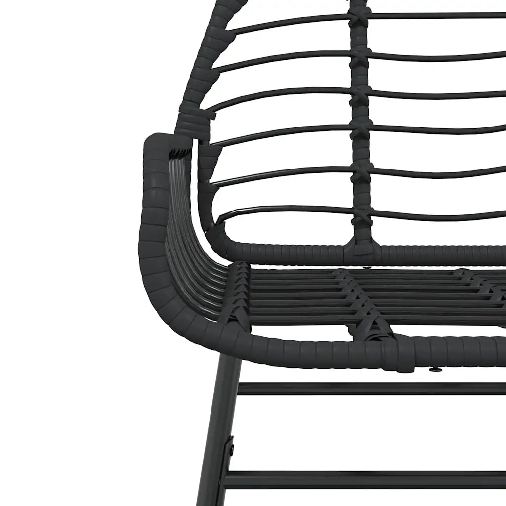 Set Mobili da Pranzo per Giardino 5 pz Nero Polyrattan Vetro