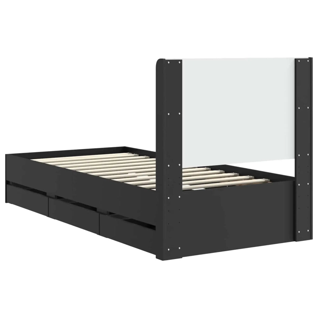 Struttura del letto con stoccaggio e testata Nero 90 x 190 cm 3413984