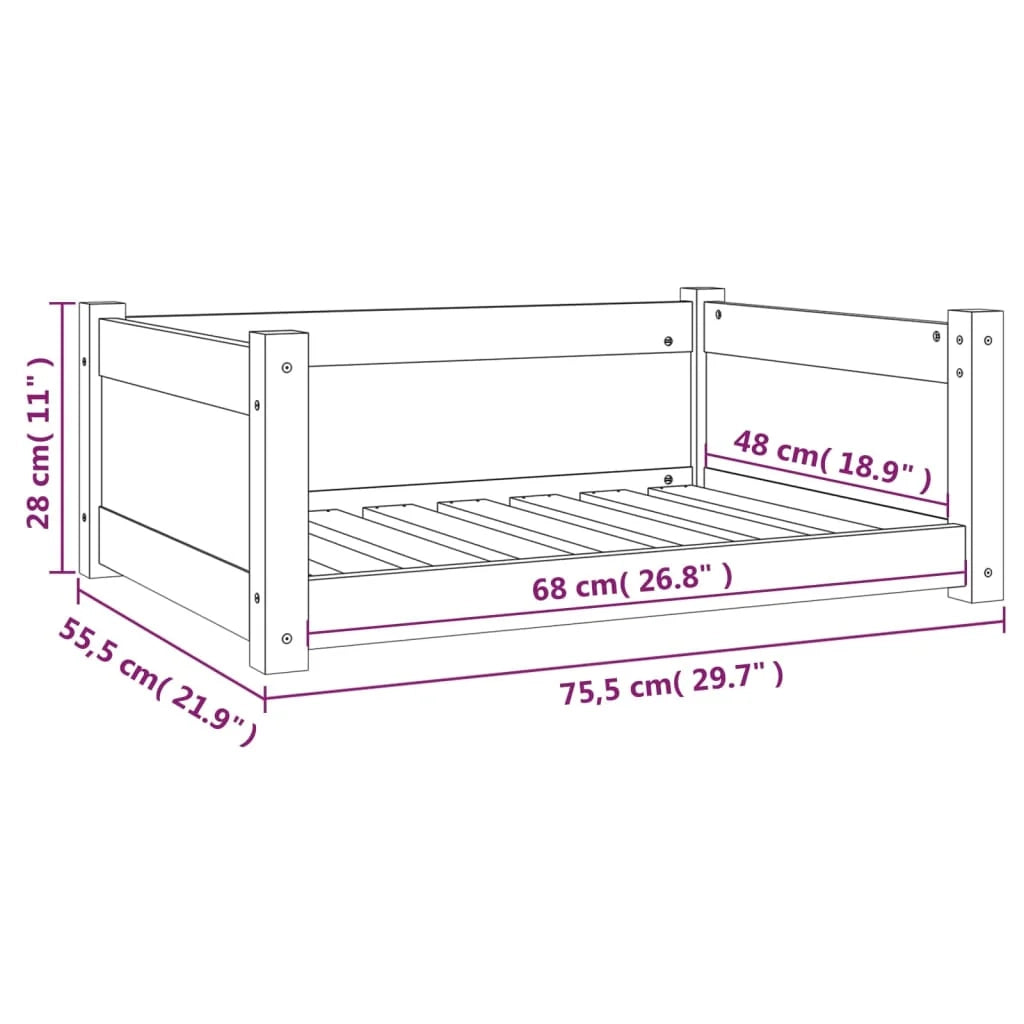 Divano a forma di cesto per cani comodo 75,5 x 55,5 x 28 cm in legno massello di pino marrone 02_0042940