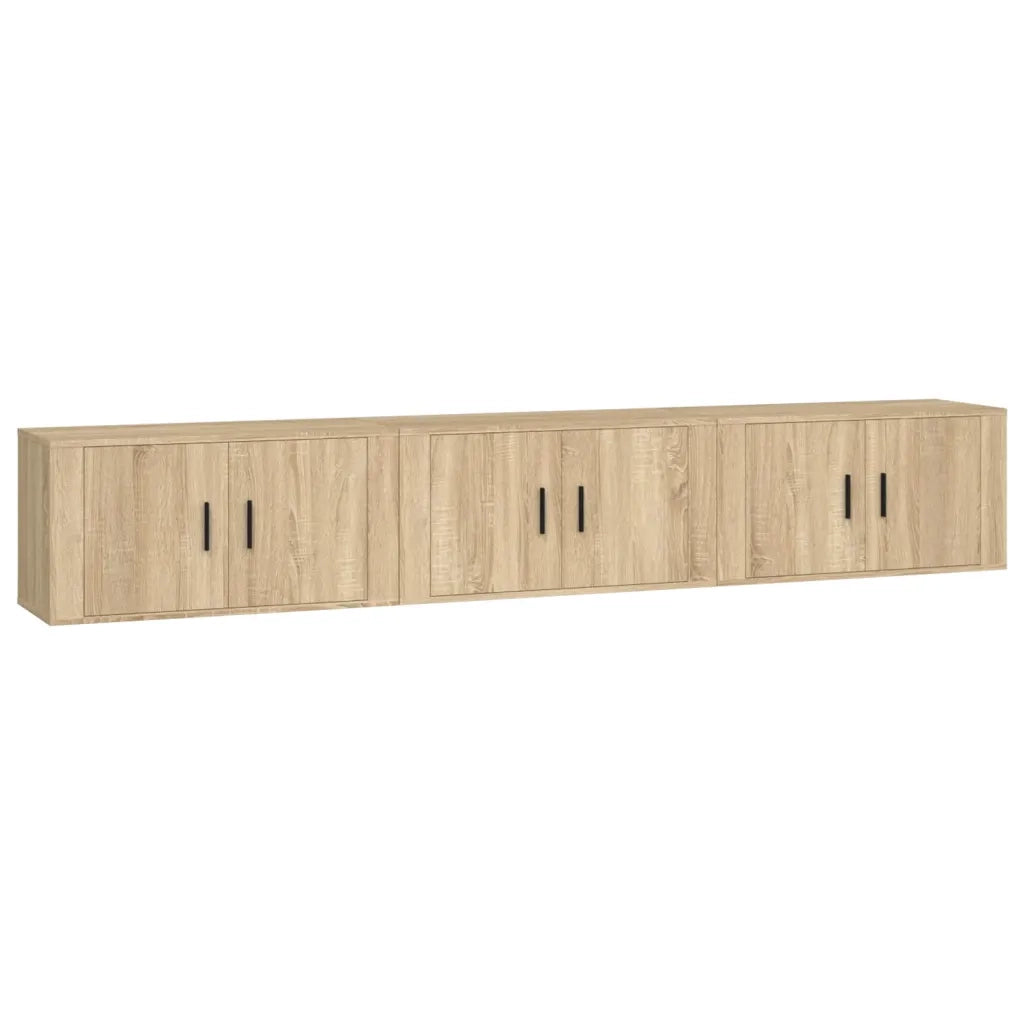 Mobili Porta TV a Parete 3 pz-Set di 3 Credenza per TV sospesa Rovere Sonoma 80x34,5x40 cm