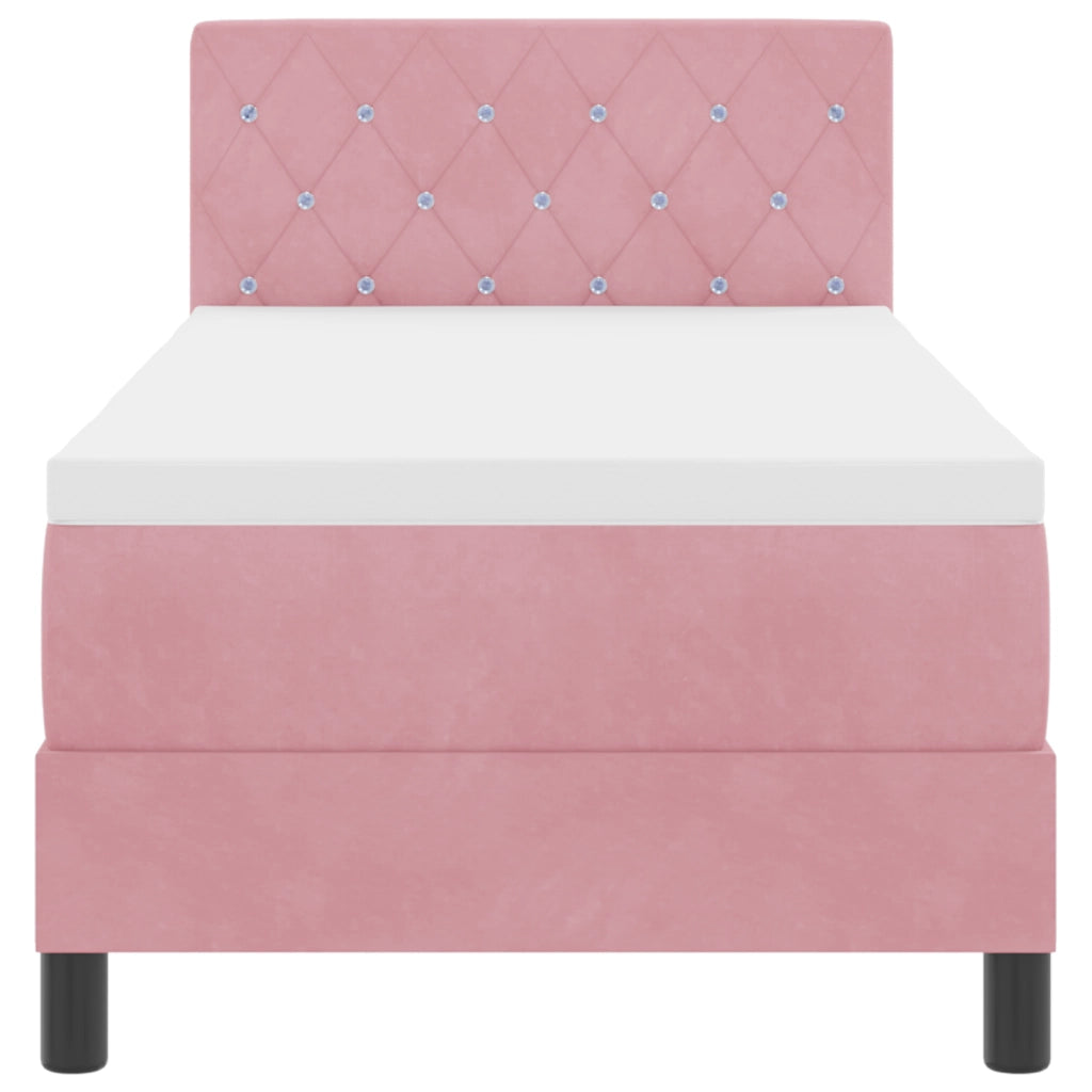 Letto Box Spring con Materasso e LED Rosa 80x200 cm Velluto