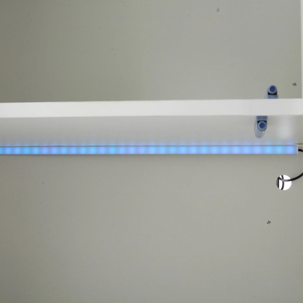 Vetrina con LED e 2 ante, 3 ripiani in vetro regolabili e 4 vani, per soggiorno e cucina, bianco, 61 × 42 × 162 cm