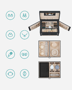 Valora PORTAGIOIE in velluto nero con specchio e cassetti